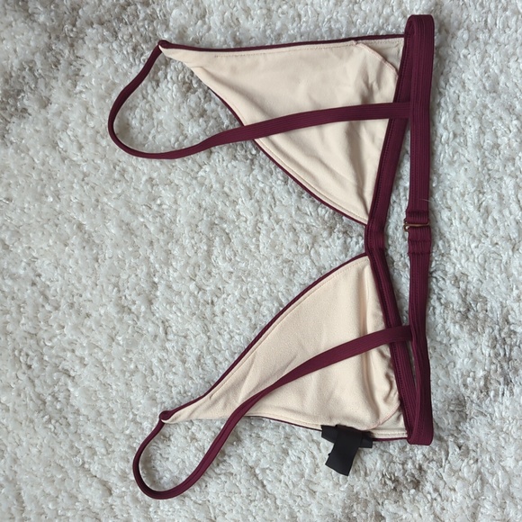 L.A. Hearts Triangle Tie Strap Bikini Top (Small) in Wine color - Picture 2 of 8